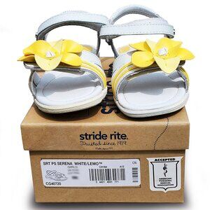 NWB STRIDE RITE SRT PS Serena white/lemo girls sandal CG40720 summer slipper